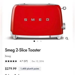 SMEG 2 Slice Toaster in Red